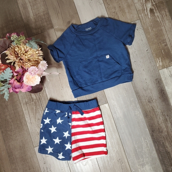Carter's Red White and Blue Stars and Stripes Americana USA Outfit Size 18m NWOT - Picture 8 of 10
